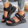 Модные женские сандалии Новинка летнего тренда Платформа Клиновидный каблук Пляжные женские сандалии Повседневные Увеличивающие рост На танкетке Высокий каблук Спортивная обувь Женская