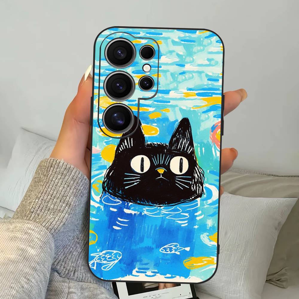 Милый мультяшный чехол для телефона с кошкой для Samsung S 24 Fe 25 Ultra Plus 20 Lite 21 30 22 23 24 22 Ultra 5G Fundas