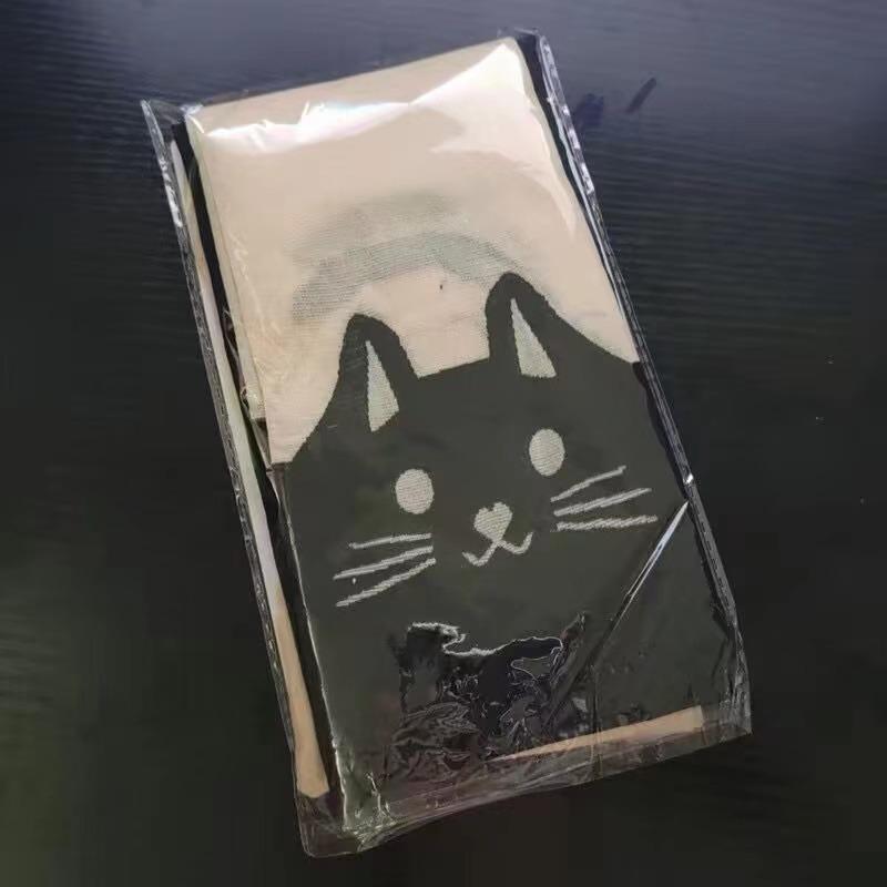 Women Cute Black Cat Printed Silk Knee Socks Casual Thigh Cotton Warm High Over Knee Socks Cute Romantic Socks Lady Cat