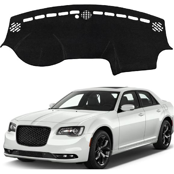 Коврик на панель приборов - Совместим с Chrysler 300 300C Седан 2011- | Подходящий коврик на панель | Антибликовый и УФ-защита панели | Интерьер панели приборов