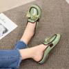 Fashion Green Round Toe Normal Leather Casual Ladies Summer Footwear Flats White Flat Shoes for Women 2024 Fashion Chic and Elegant Shoe