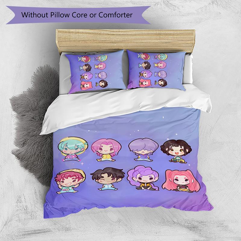 Kpop Demon Hunters Pattern Printed 3PCS Bedding Set, Soft Skin-Friendly Washable Duvet Cover & Pillowcases Set