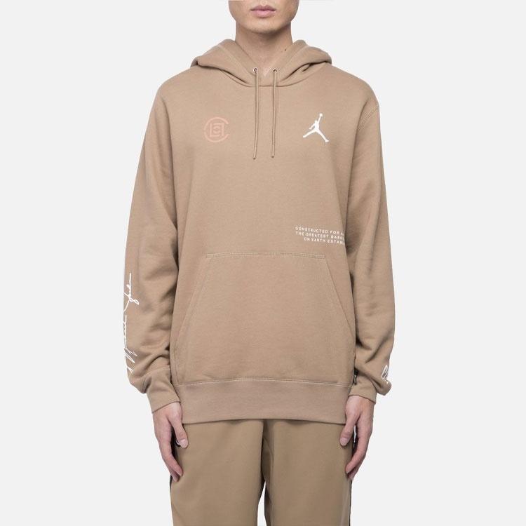 Спортивный пуловер Air Jordan x CLOT с принтом логотипа-кроссовером, Азиатская версия, Коричневый, Мужской AR8396-213