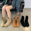 2025 Autumn and Winter New Large Size Soft-soled Comfortable Boots Round Head Solid Color Fashion Boots Flat Bottom Temperament Versatile Women