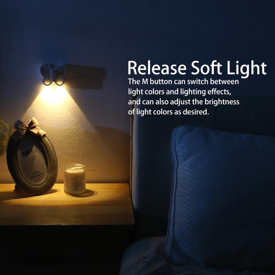 Sensor Motion LED Night Light Butterfly Rechargeble Night Lamp For Room Decor Cabinet Lamp Staircase Wireless LED Closet Light