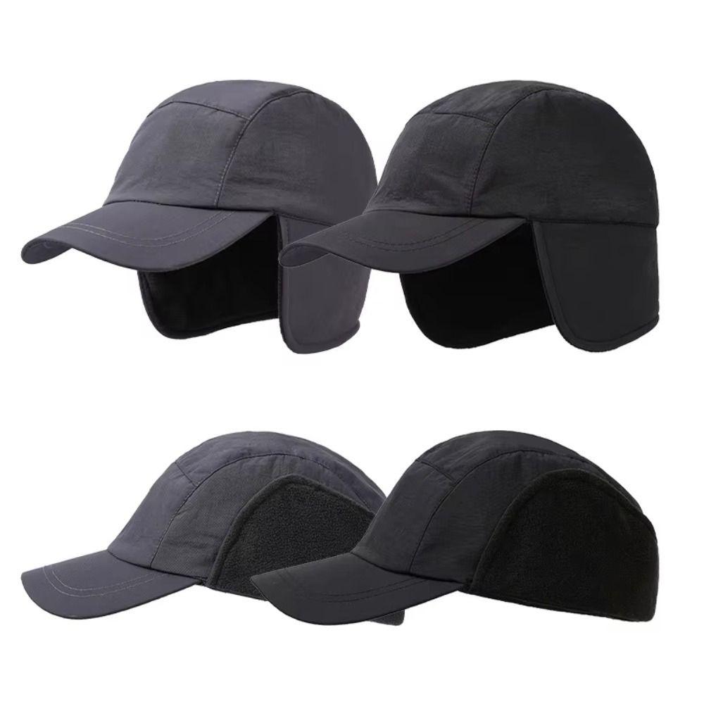 Polar Fleece Earmuffs Hat for Men Ear Protection Hiking Bonnets Winter Baseball Cap Cold Weather
