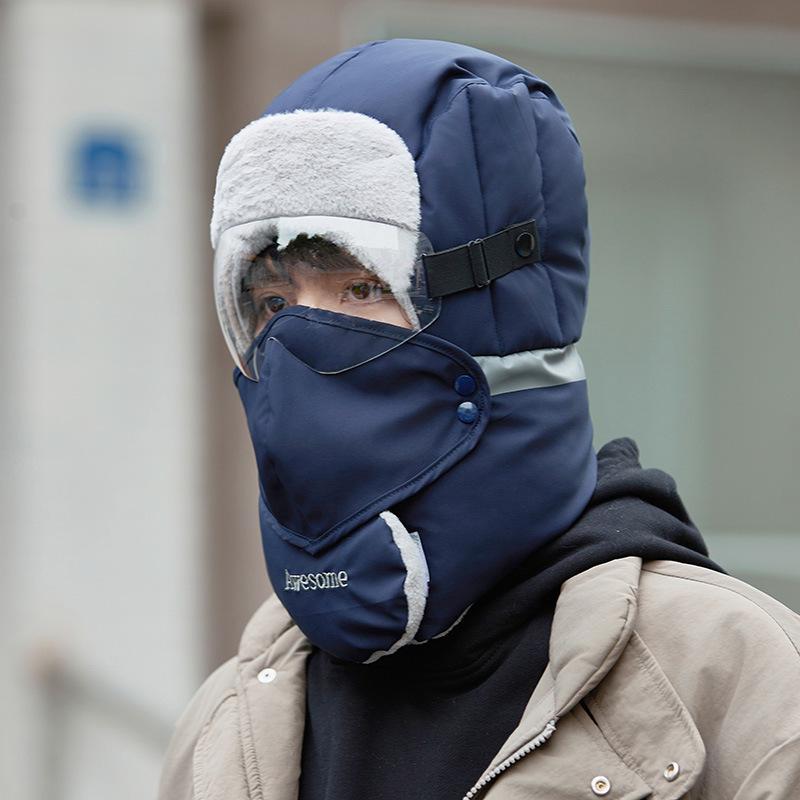 Зимняя ветрозащитная хлопковая шапка-ушанка 2024 года для мужчин и женщин - толстая, теплая в стиле Lei Feng