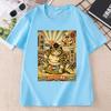 Sumo Cat TShirt Japanese Style Funny Cat Tee Casual Round Neck Printed Cotton T Shirt Streetwear Summer Casual Short Sleeve