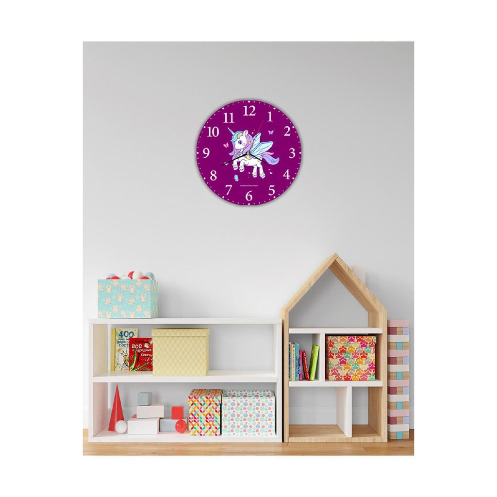 Accessory Unicorn Children Decorative Wooden Wall Clock 33x33