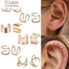 New Fashion Gold Ear Cuff Earrings Fake Piercing Clip On Earrings Statement Punk Jewelry Sets Cool Girl Party Accessories