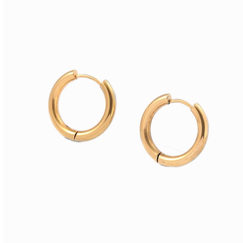 Stainless steel 20mm gold and silver loop earrings, basic simple and versatile thick earrings and ear jewelry