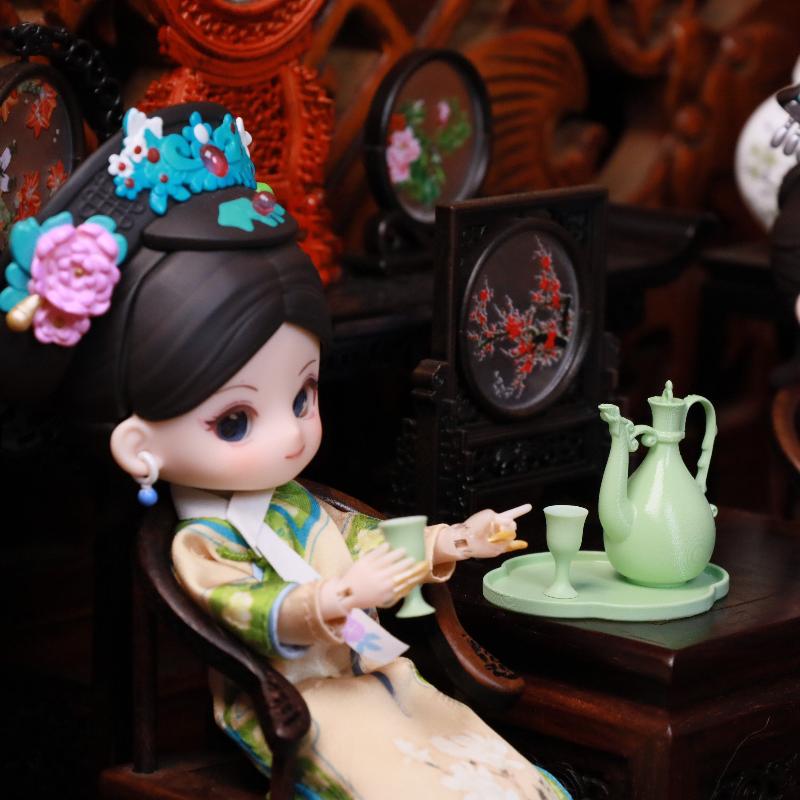 1 Set 1 6 Chinese Ancient Style Peacock Pot Kit Dollhouse Miniature Decor Pottery for Classic Family Scene Setup