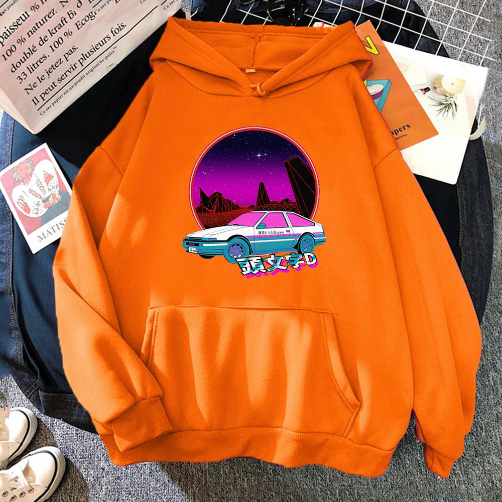 Initial D Hoodie Women Long Sleeve Oversized Sweatshirt Men Kawaii Japanese Hot Anime Hoody Graphic JDM Car Clothes Tops Streetwear