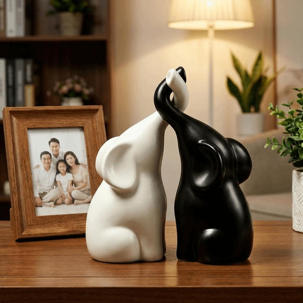 Minimalist Elephant Sculpture Niche Style Loving Figurine Couples Elephant Statue Office