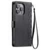 For iPhone 16 Pro Leather Case Rhombus Texture Wallet Stand Phone Cover with Wrist Strap