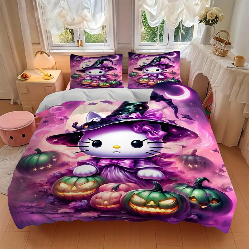 3pcs Witch Kitty Bedding Set. Soft and Comfortable with No Core Included (1x Duvet Cover + 2x Pillow Covers) yy251031088