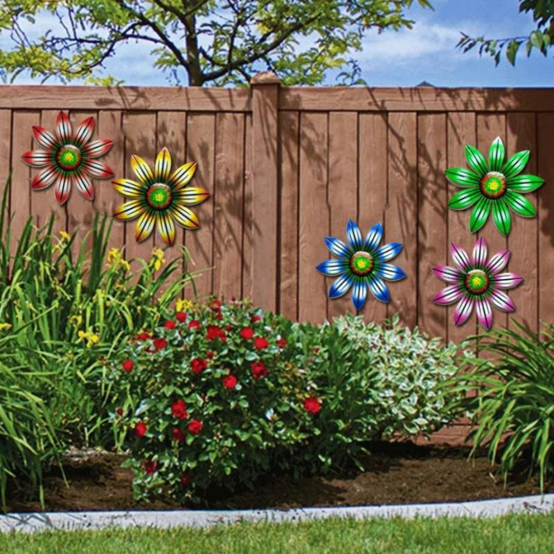 Металлический Цветок Настенный Декор Художественная Скульптура Висячий Орнамент Эстетический Домашняя Комната Сад Украшение Двора Открытый 4 цвета Дополнительно