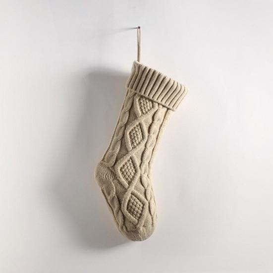 Рождественский мешок конфет Вязаный узор ромба Подарочный пакет большой емкости Декоративные носки Висячие чулки Рождественские елочные украшения Рождественские украшения Опора