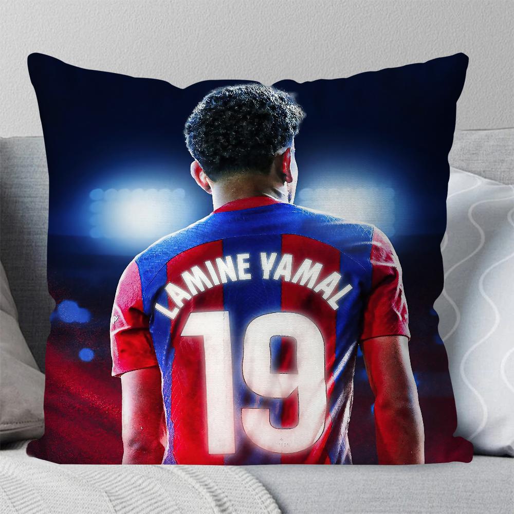 Football L-Lamine Number 19 Y-Yamal Pillow Case Square Pillow Bedroom Sofa Leisure Comfort Car Living Room Home Decoration 40X40