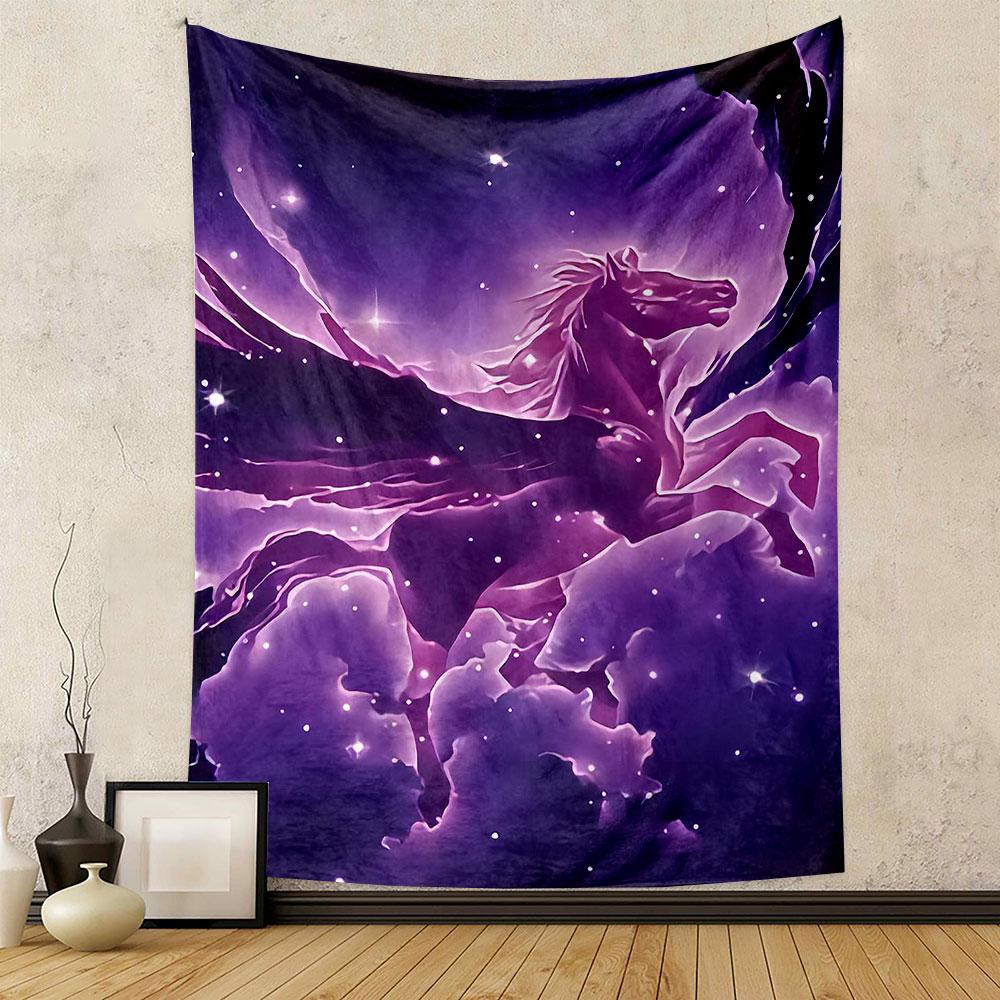 "Purple Galaxy Pegasus Tapestry" Patterned tapestry home decor, suitable for bedroom and living room, gift