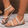 2024  Summer New Style Flat Round Toe Open Toe Thin Sandals Strap Sandals Casual Lightweight Anti-Slip Sandals Zapatos Mujer