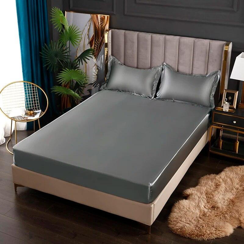 Сплошной цвет на подкладке, атласный вискоза, высококачественный наматрасник, простыни на резинке, распродажа, простыня