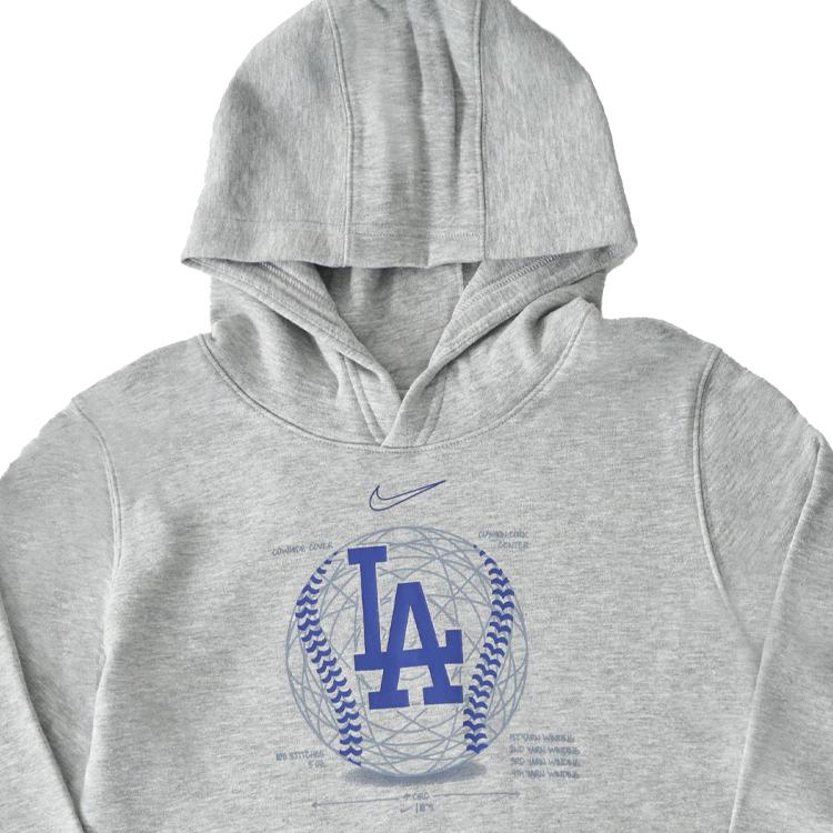 Nike X Mlb Los Angeles Dodgers Logo Print Loose Hoodie Kids Hoodies Light-Gray 3Z3B7SBGA-LAD
