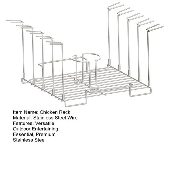 Держатель для курицы из пивной банки из нержавеющей стали для гриля Подставка 4-в-1 с 10 отделениями для куриных крыльев/подставки для ног/шашлыков для барбекю для вечеринок на открытом воздухе