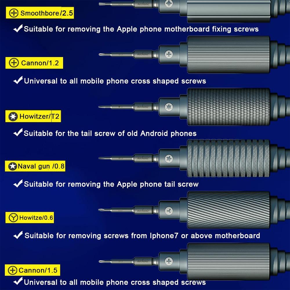 MECHANIC 6 In 1 Magnetic IShell MAX Mortar Precision Screwdriver Set Mini Cross Phillips Y T2 for Phone Disassembly Repair Tools