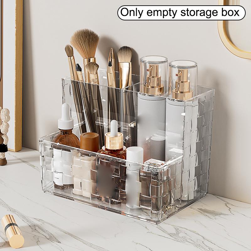 Clear Pet Makeup Brush Holder Desk Cosmetic Stationery Organizer Lipstick Storage Box Nail Polish Display Stand Rack Case