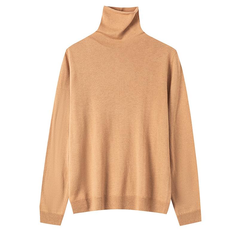 Worsted Fine Branch 0 Pure Wool Pile Collar Rolled Edge Knitted Bottoming Shirt Women's Pullover Sweater Thin Inner Sweater