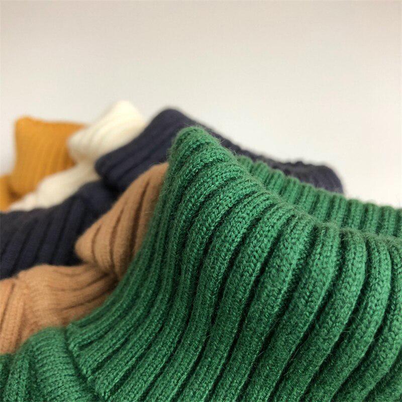 Autumn Kids Sweaters Solid Girls Sweater Basic Striped Boys Pullover Turtleneck Knitwear Tops Clothes