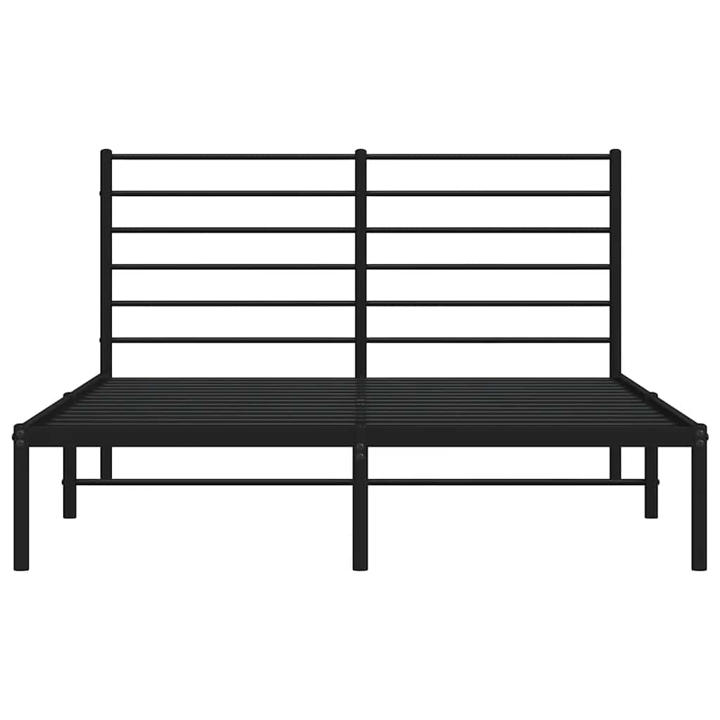 Metal Bed Frame with Headboard Black 120 x 200 cm