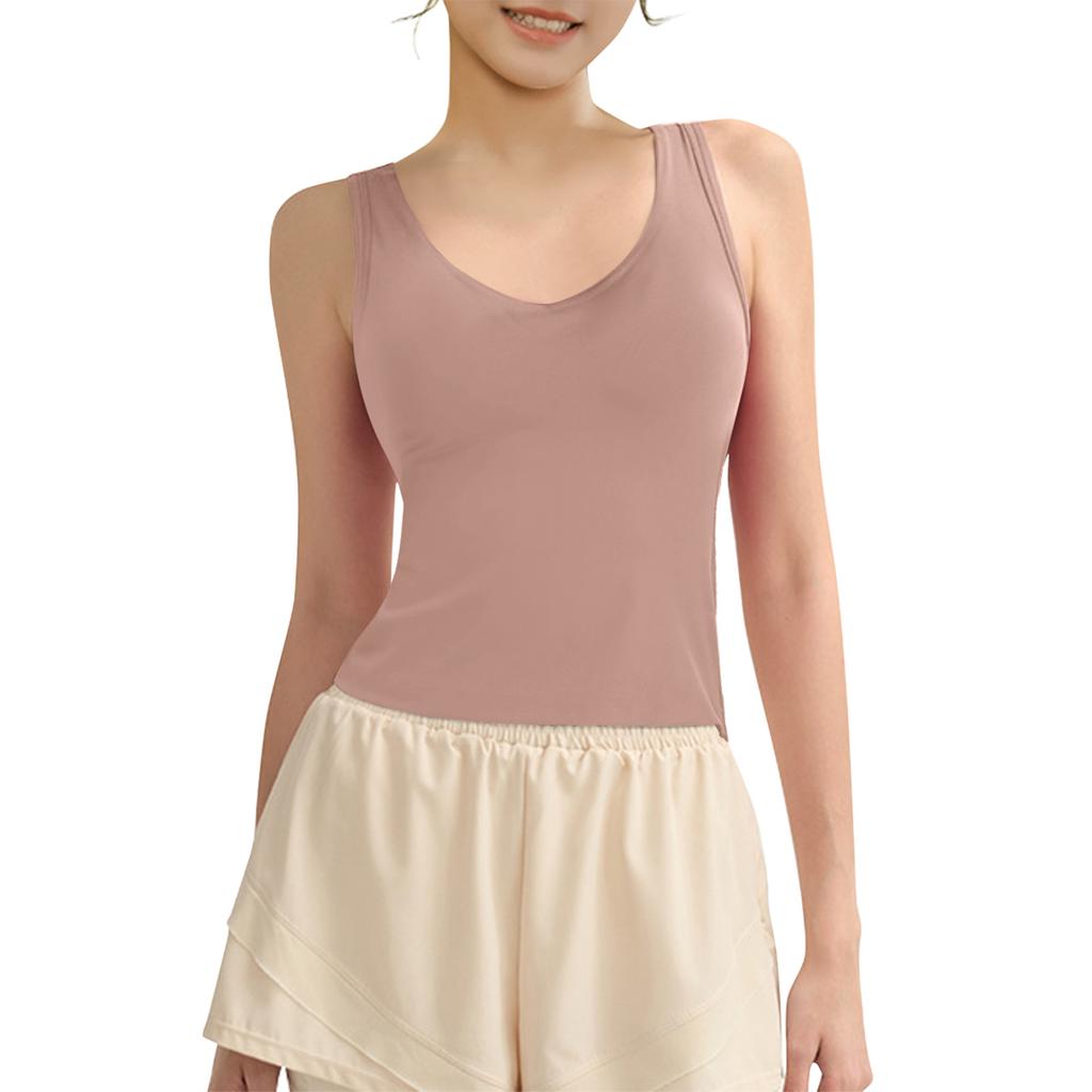 Молодых девушек однотонный цвет чашечки йога нижняя рубашка спортивное нижнее белье жилет