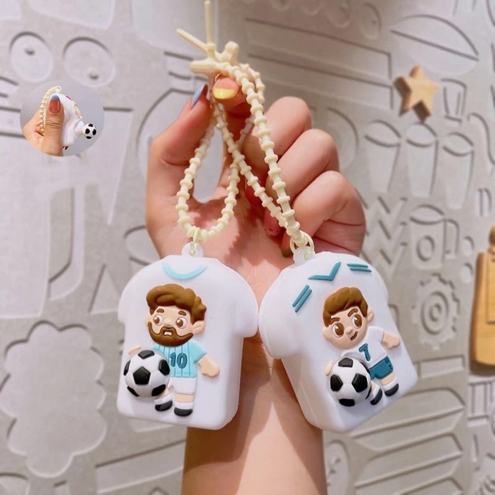 Silicone Football Keychains Sports Themed Soccer Player Keychain Charm Commemorative Gift