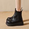 Осень и зима новые женские ботинки Martin корейской версии с круглым носком и эластичной подошвой короткие ботинки удобные ботинки-сигареты на толстой подошве женские