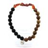 Stones and Minerals. Spessartite Garnet Bracelet from Mozambique + Matte Black Onyx Beads + Made In France.
