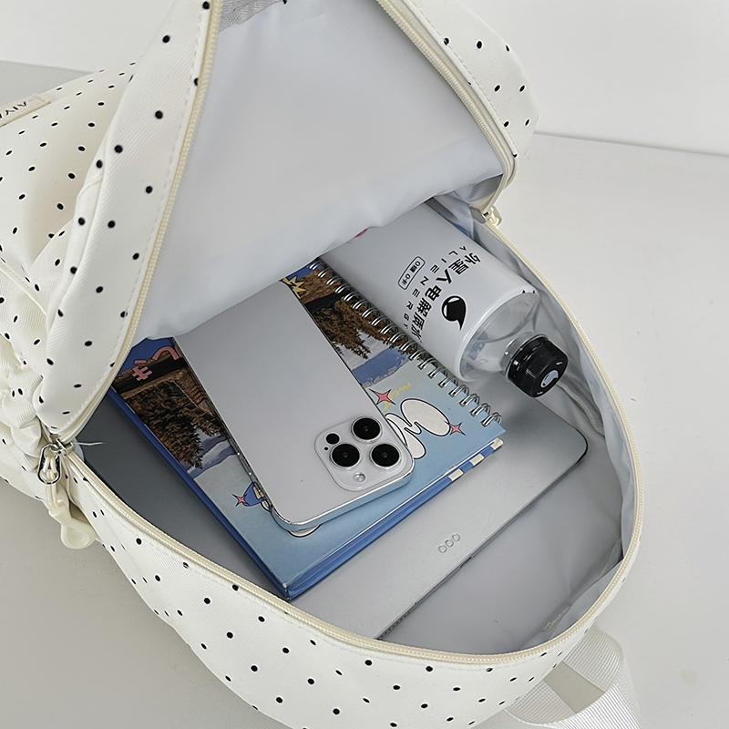 Student Schoolbag Polo Dot Women's Large Capacity Backpack Lightweight Class Backpack