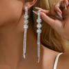 2PC Women's Fashionable Rhinestone Inlaid Design, Geometric Tassel Earrings, Travel Party, Holiday Dress Up Gifts