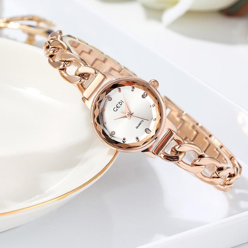 Gedi Fashion Градиентный циферблат Женские джинсовые часы-цепочка Водонепроницаемые кварцевые часы