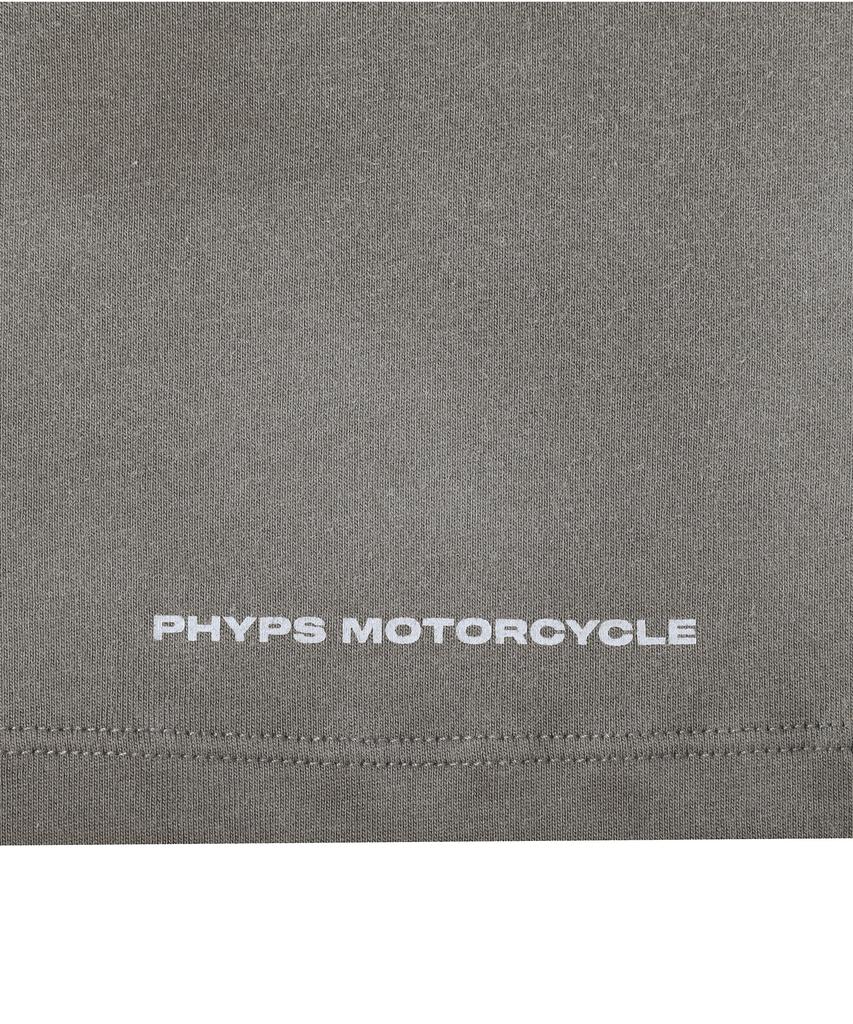 PHYPS MOTORCYCLE Женская укороченная футболка с потертостями и логотипом-крылом Угольный
