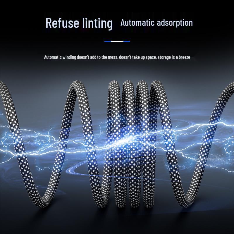 Магнитный кабель USB-C 100 Вт, совместимый с Apple, алюминиевый сплав с 48 жилами для автомобилей