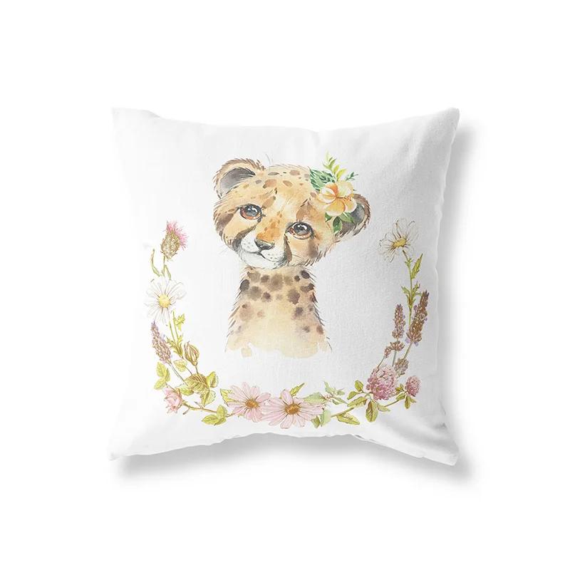 Милый кролик жираф животные декор детской комнаты полиэстер наволочка для подушки диванная подушка украшение дома наволочка для подушки