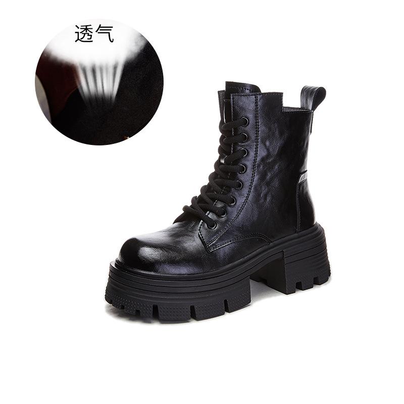 Кожаные ботинки Мартин женские 2025 осень и зима новые женские туфли на высоком каблуке ретро полированные короткие ботинки повседневные универсальные тонкие женские ботинки