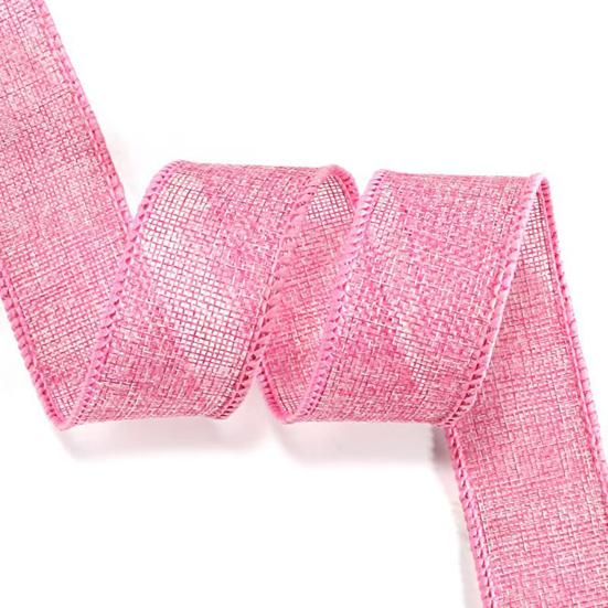 4 Rolls Colored Ribbon 5m Burlap Wired Ribbons Color-Fast Craft Ribbon Accessories for Easter Wreath Gift Wrapping Wedding Bouquets