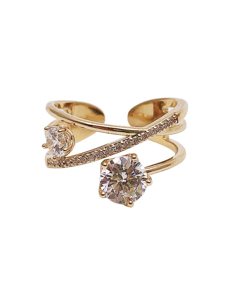 Корейский дизайн модные ювелирные изделия изысканный медный инкрустированный циркон геометрический простой кольцо элегантный женский открытый кольцо