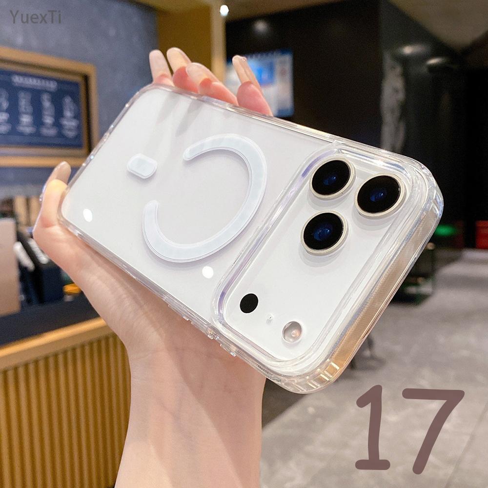 Новый прозрачный чехол для MagSafe для iPhone 17 17 Air 17 Pro 17 Pro Max Ударопрочный чехол для беспроводной зарядки с магнитной функцией