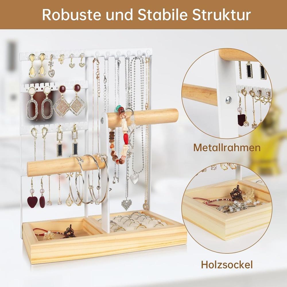 Подставка для украшений, Подставка для украшений, Подставка для серег, Подставка для цепочек с подставкой для хранения, Подставка для украшений из дерева и металла, Хранение украшений