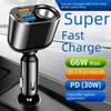 New Dual USB Type-C Car Charger with Digital Display & QC3.0 Fast Charge: Expands Cigarette Lighter Port.
