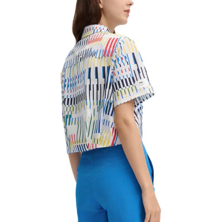 Fila X Центр Помпиду SS24 Повседневная Удобная Свободная Однобортная Рубашка с Коротким Рукавом Женские рубашки F11W438408F-ZA